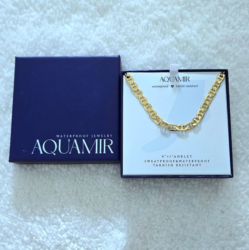 Aquamir Waterproof Gold💛 Flat Mariner⚓️ Link Chain⛓️ Anklet🦶 - NIB - Picture 8 of 15